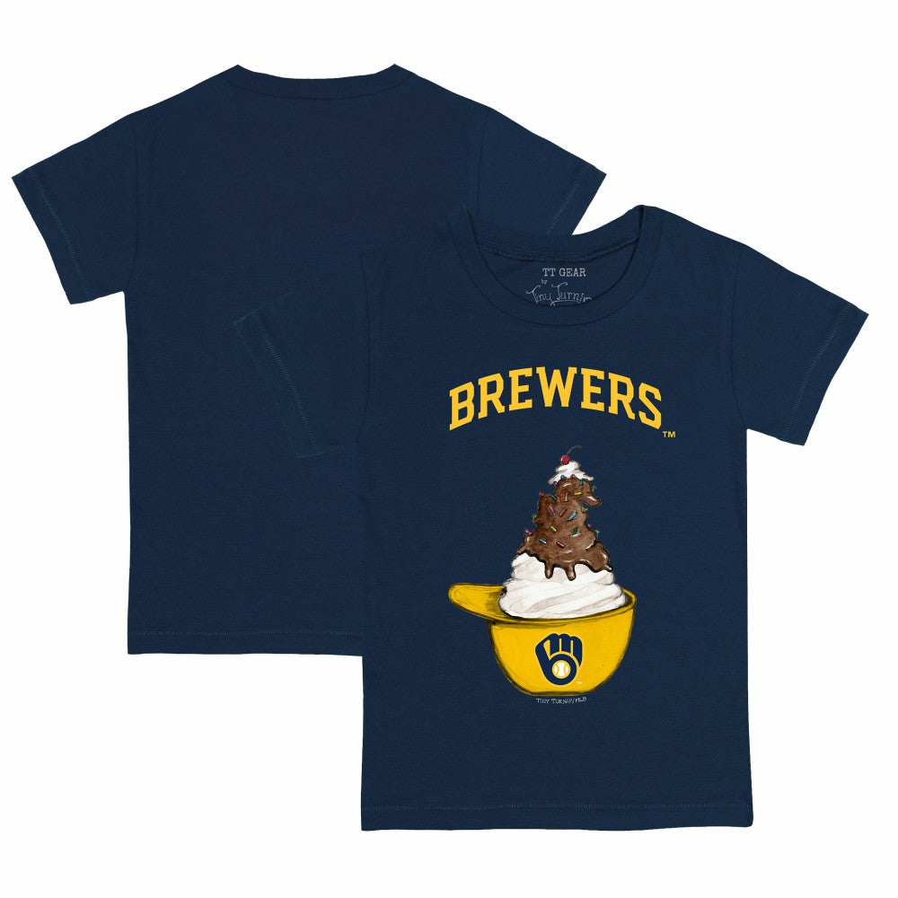 Milwaukee Brewers Tiny Turnip Youth Sundae Helmet T-Shirt - Navy T-shirts