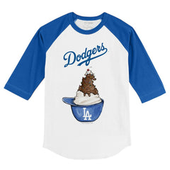 Los Angeles Dodgers Tiny Turnip Youth Sundae Helmet 3/4-Sleeve Raglan T-Shirt - White/Royal T-shirts
