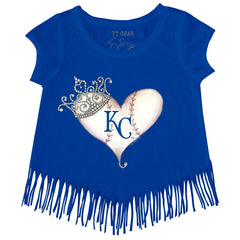 Kansas City Royals Tiny Turnip Girls Youth Tiara Heart Fringe T-Shirt - Royal T-shirts