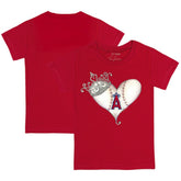 Los Angeles Angels Tiny Turnip Youth Tiara Heart T-Shirt - Red T-shirts