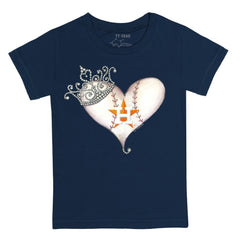 Houston Astros Tiny Turnip Youth Tiara Heart T-Shirt - Navy T-shirts