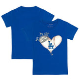 Los Angeles Dodgers Tiny Turnip Youth Tiara Heart T-Shirt - Royal T-shirts