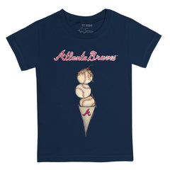 Atlanta Braves Tiny Turnip Youth Triple Scoop T-Shirt - Navy T-shirts