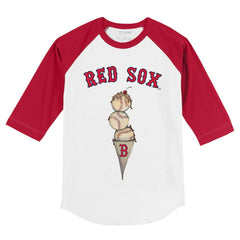 Boston Red Sox Tiny Turnip Youth Triple Scoop 3/4-Sleeve Raglan T-Shirt - White/Red T-shirts