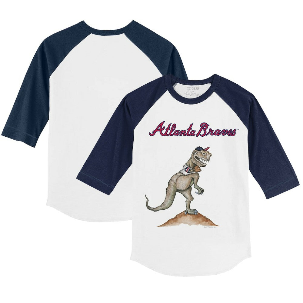 Atlanta Braves Tiny Turnip Youth TT Rex 3/4-Sleeve Raglan T-Shirt - White/Navy T-shirts