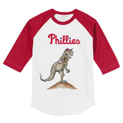Philadelphia Phillies Tiny Turnip Youth TT Rex 3/4-Sleeve Raglan T-Shirt - White/Red T-shirts