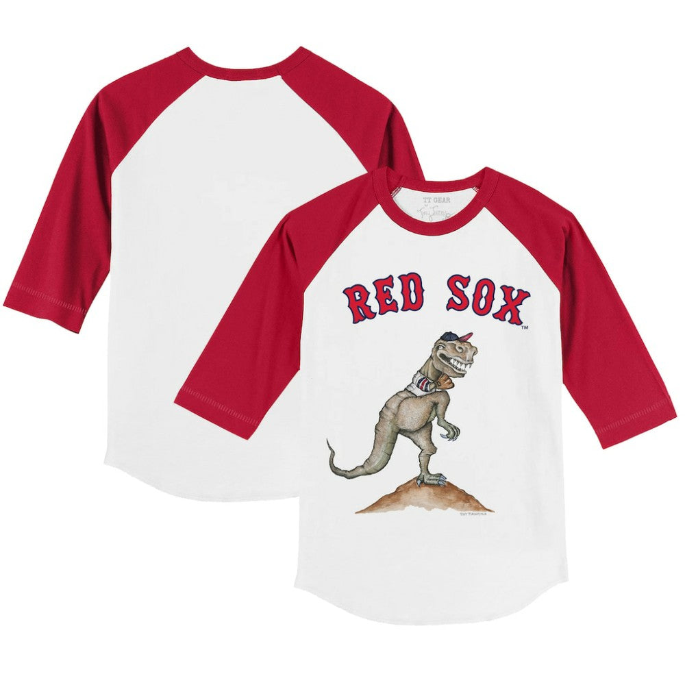 Boston Red Sox Tiny Turnip Youth TT Rex 3/4-Sleeve Raglan T-Shirt - White/Red T-shirts