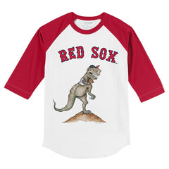 Boston Red Sox Tiny Turnip Youth TT Rex 3/4-Sleeve Raglan T-Shirt - White/Red T-shirts