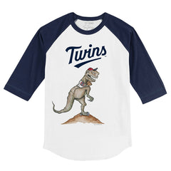 Minnesota Twins Tiny Turnip Youth TT Rex 3/4-Sleeve Raglan T-Shirt - White/Navy T-shirts