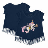 Milwaukee Brewers Tiny Turnip Girls Youth Unicorn Fringe T-Shirt - Navy T-shirts