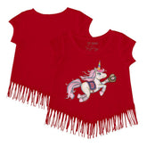 Boston Red Sox Tiny Turnip Girls Youth Unicorn Fringe T-Shirt - Red T-shirts