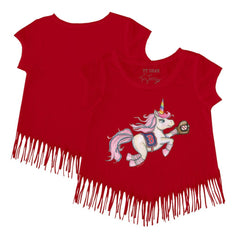 Boston Red Sox Tiny Turnip Girls Youth Unicorn Fringe T-Shirt - Red T-shirts