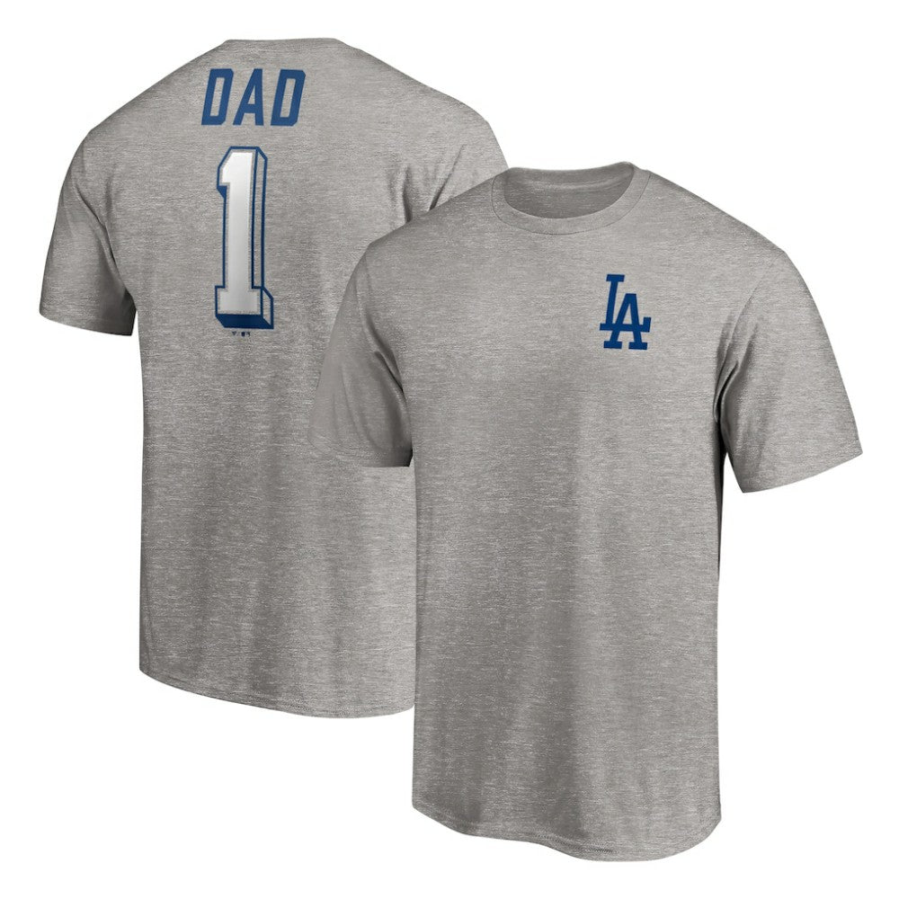 Los Angeles Dodgers Number One Dad T-Shirt - Heather Gray T-shirts
