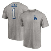 Los Angeles Dodgers Number One Dad T-Shirt - Heather Gray T-shirts