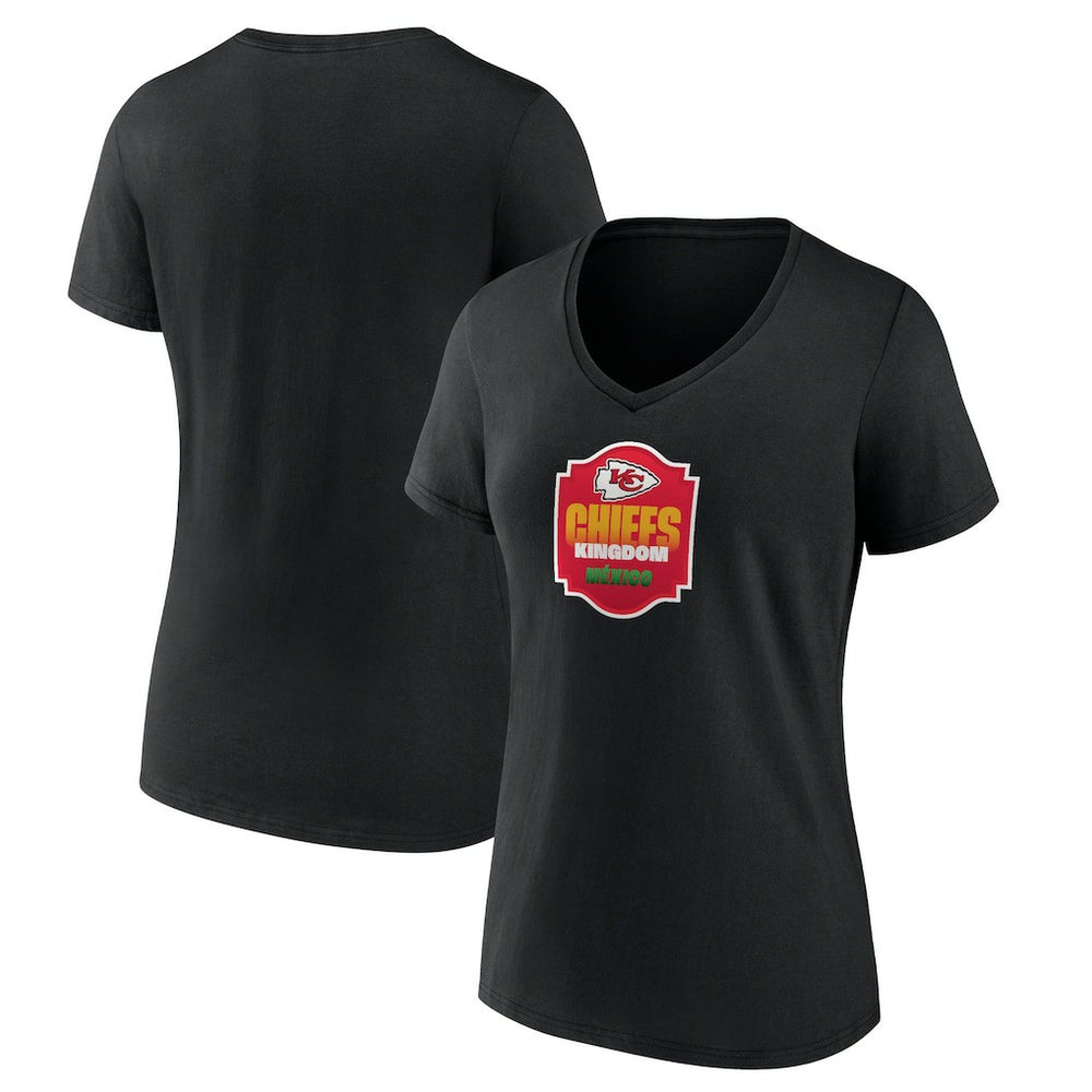 Kansas City Chiefs Women's Kingdom Mexico V-Neck T-Shirt - Black T-shirts