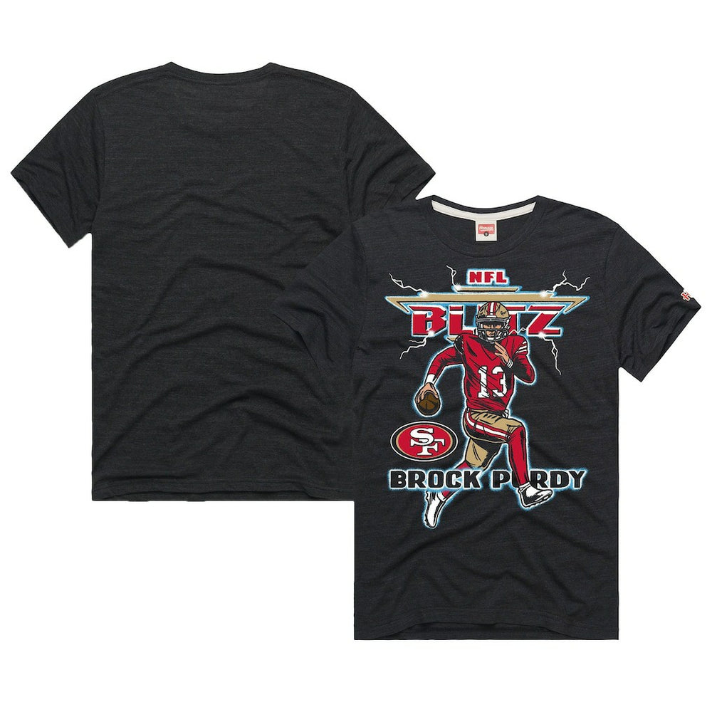 Brock Purdy San Francisco 49ers Homage Unisex NFL Blitz Player Tri-Blend T-Shirt - Heathered Black T-shirts