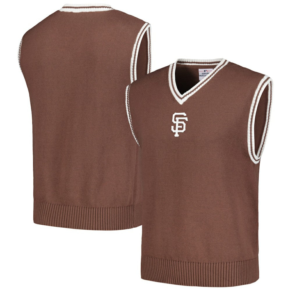 San Francisco Giants PLEASURES Knit V-Neck Pullover Sweater Vest - Brown Pullover
