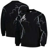 Atlanta Braves PLEASURES Lightning Crewneck Pullover Sweatshirt - Black Pullover