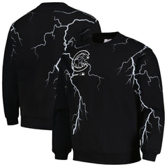 Chicago Cubs PLEASURES Lightning Crewneck Pullover Sweatshirt - Black Pullover