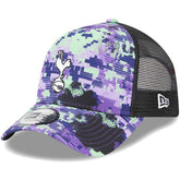 Tottenham Hotspur New Era Black Glitch All Over Print E-Frame Trucker Adjustable Hat - New Era