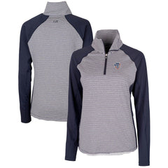 Milwaukee Brewers Cutter & Buck Women's Americana Logo Forge Tonal Stripe Stretch Half-Zip Pullover Top - Navy Pullover