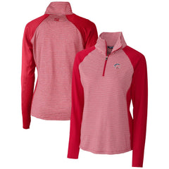 Cincinnati Reds Cutter & Buck Women's Americana Logo Forge Tonal Stripe Stretch Half-Zip Pullover Top - Cardinal Pullover