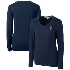 Philadelphia Phillies Cutter & Buck Women's Americana Logo Lakemont Tri-Blend V-Neck Pullover Sweater - Navy Pullover