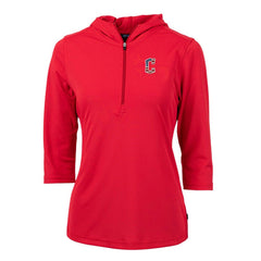 Cleveland Guardians Cutter & Buck Women's Americana Logo DryTec Virtue Eco Pique Recycled Half-Zip Pullover Hoodie - Red Hoodies