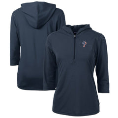 Philadelphia Phillies Cutter & Buck Women's Americana Logo DryTec Virtue Eco Pique Recycled Half-Zip Pullover Hoodie - Navy Hoodies