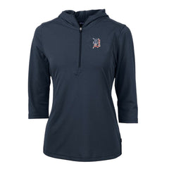 Detroit Tigers Cutter & Buck Women's Americana Logo DryTec Virtue Eco Pique Recycled Half-Zip Pullover Hoodie - Navy Hoodies