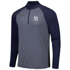 New York Yankees Levelwear Charter Striped Raglan Quarter-Zip Top - Navy Tops