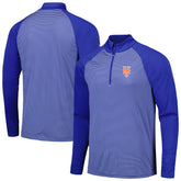 New York Mets Levelwear Charter Striped Raglan Quarter-Zip Top - Royal Tops