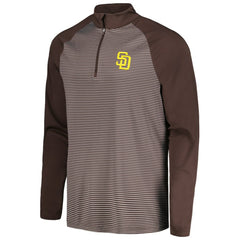 San Diego Padres Levelwear Charter Striped Raglan Quarter-Zip Top - Brown Tops