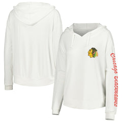 Chicago Blackhawks Concepts Sport Women's Accord Hacci Long Sleeve Hoodie Top - White | US 5335010