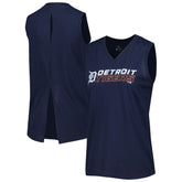 Detroit Tigers Levelwear Women's Paisley Chase V-Neck Tank Top - Navy Tanks