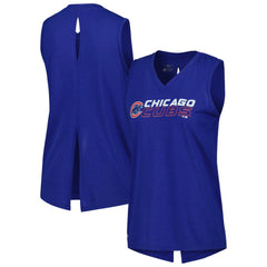 Chicago Cubs Levelwear Women's Paisley Chase V-Neck Tank Top - Royal Tanks