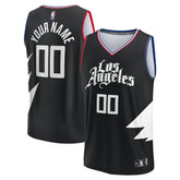 LA Clippers Youth Fast Break Replica Custom Jersey Statement Edition Black - Fanatics