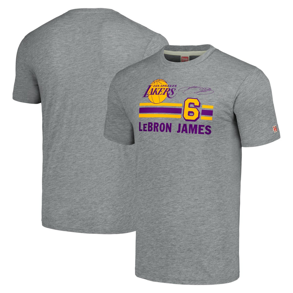 LeBron James Los Angeles Lakers Homage Number Tri-Blend T-Shirt Gray