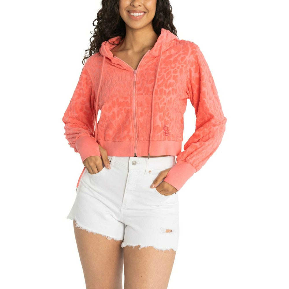 St. Louis Cardinals Lusso Women's Tabitha Cheetah Terry Full-Zip Sweatshirt - Pink Sweatshirts