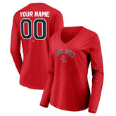 Boston Red Sox Women's Cooperstown Collection Personalized Winning Streak Long Sleeve V-Neck T-Shirt - Red T-shirts