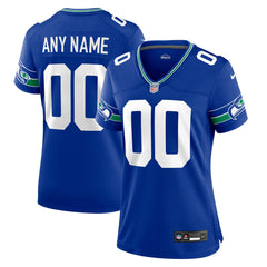 Seattle Seahawks Women's Throwback Custom Jersey - Royal Jerseys