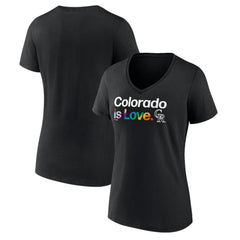 Colorado Rockies Women's City Pride V-Neck T-Shirt - Black T-shirts
