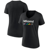 Miami Marlins Women's City Pride V-Neck T-Shirt - Black T-shirts