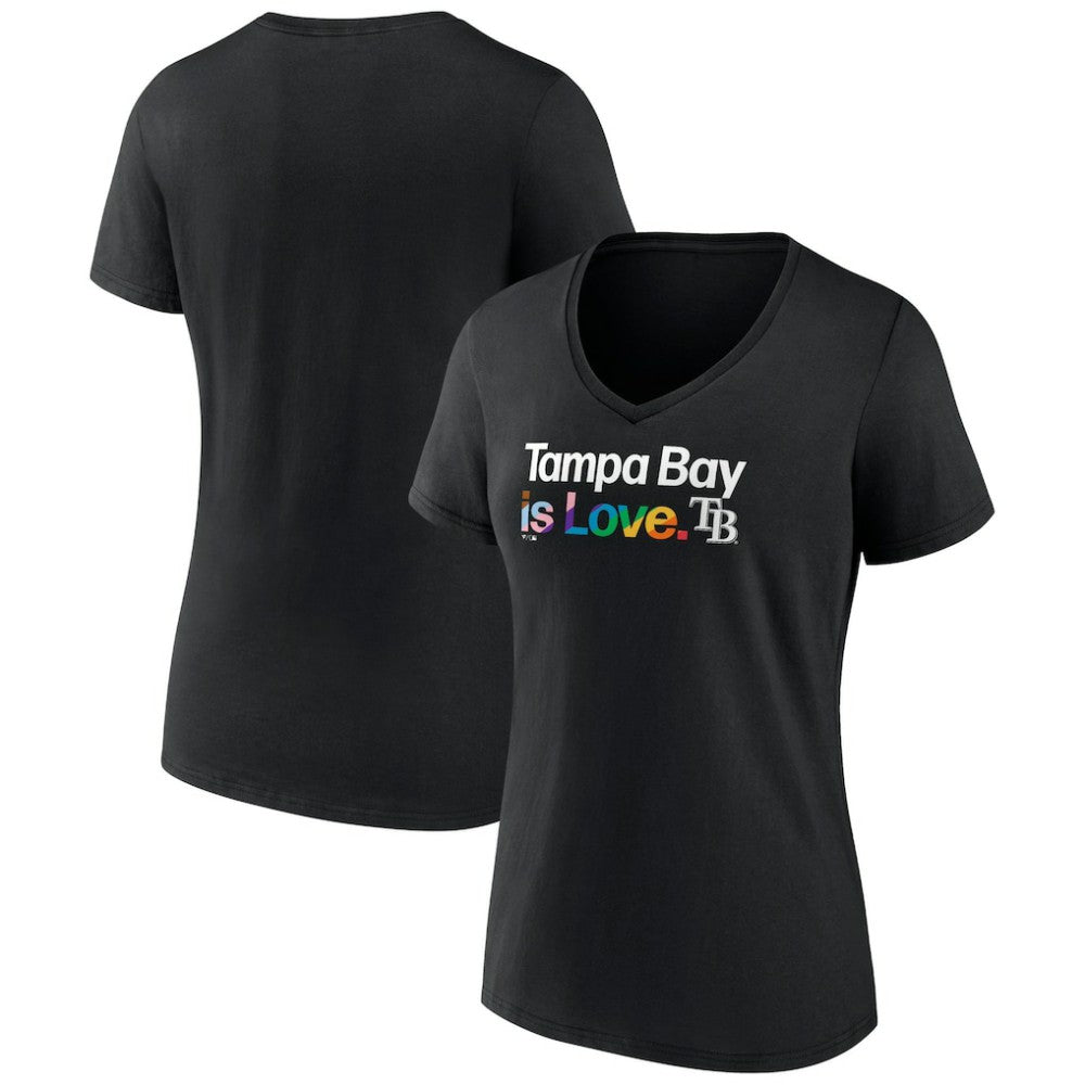 Tampa Bay Rays Women's City Pride V-Neck T-Shirt - Black T-shirts
