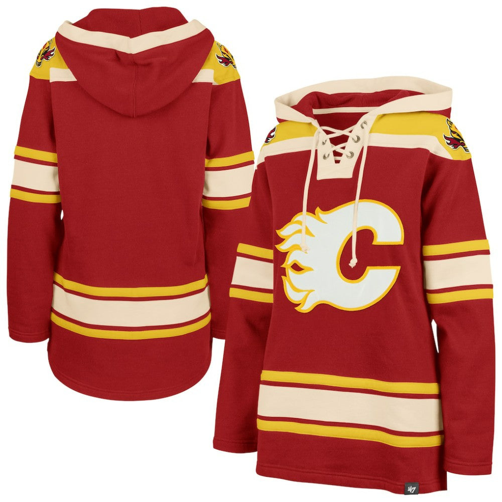 Calgary Flames '47 Women's Superior Lacer Pullover Hoodie - Red | US 5351049