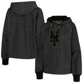 New York Mets DKNY Sport Women's Debbie Dolman Raglan Pullover Hoodie - Black Hoodies