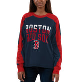 Boston Red Sox G-III 4Her by Carl Banks Women's Smash Raglan Long Sleeve T-Shirt - Navy/Red T-shirts