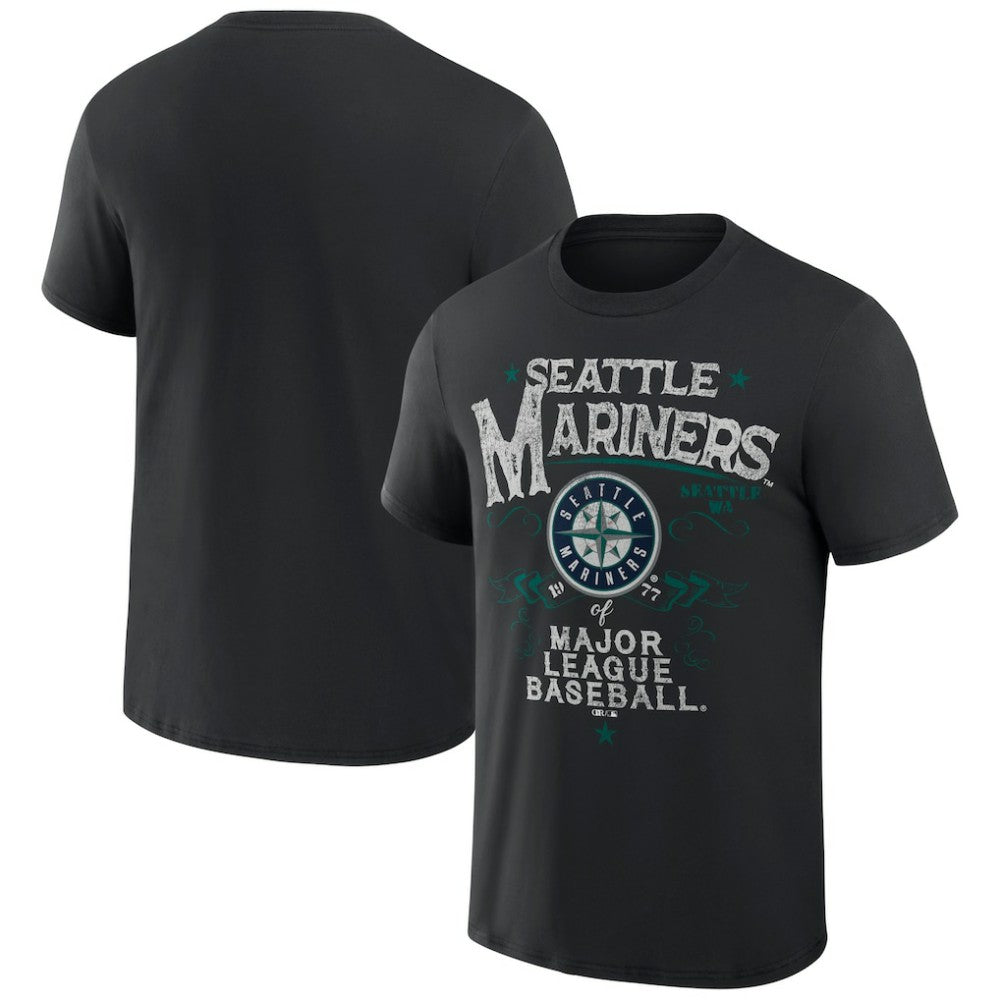Seattle Mariners Darius Rucker Collection by Fanatics Beach Splatter T-Shirt - Black T-shirts