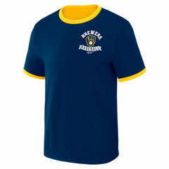 Milwaukee Brewers Darius Rucker Collection by Fanatics Two-Way Ringer Reversible T-Shirt - Navy/Gold T-shirts