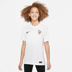 Nike 2022-23 France Away Youth Soccer Jersey White-Pink Glaze-Blue
